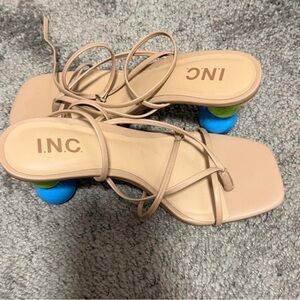 INC International Concepts Women's Nude Strappy Square-Toe Sandals